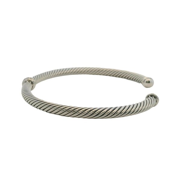 David Yurman 925 Sterling Silver Cable Flex Station Bracelet Diamonds Size M 6.5 - Picture 6 of 7